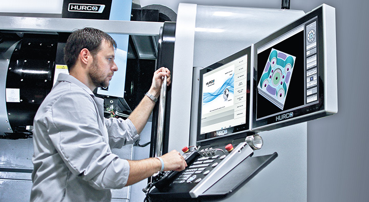 CNC Operator on a Hurco CNC Machine