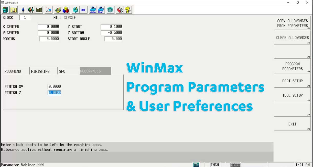 WinMax Program Parameters & User Preferences