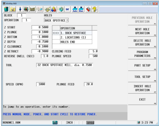 Spot Face Data Block 